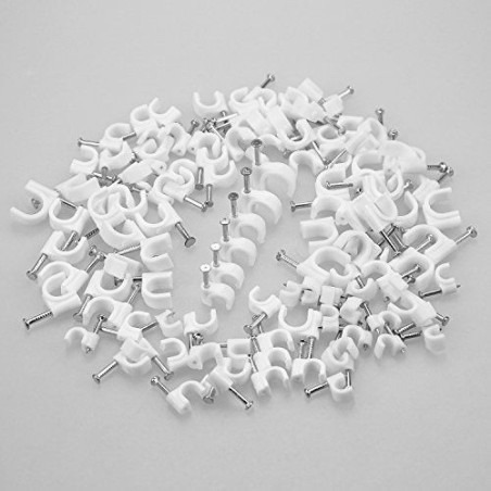 100/pk White Nail in Ethernet Cable Nails Clips for Cable Wires Organizer