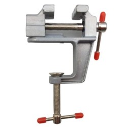 Mini Precision Vise, Aluminum Alloy Table Clamp, Silver, 1.5 Inch, Jewelry Bench Vice with Adjustable Screw
