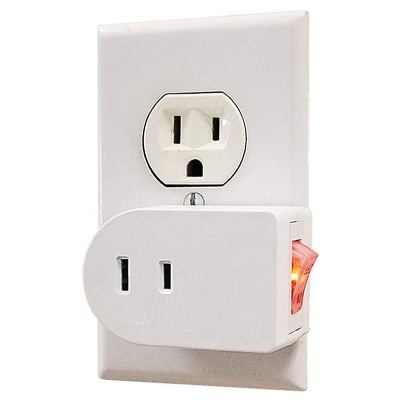 1X Single 2-Prong Outlet AC Wall Plug On/Off LIGHTED POWER SWITCH Electrical Adapter