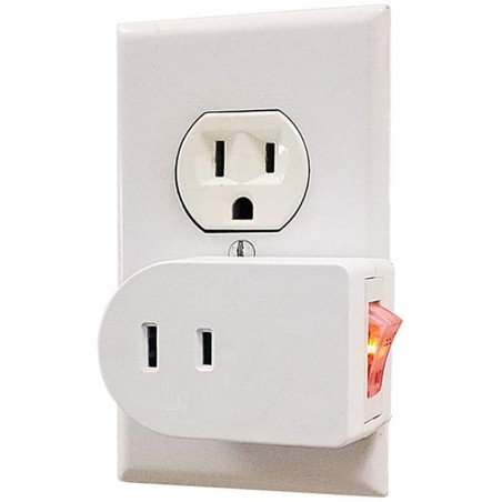 1X Single 2-Prong Outlet AC Wall Plug On/Off LIGHTED POWER SWITCH Electrical Adapter