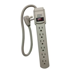 1 Feet 6 Outlets Built-in Safety Circuit Breaker Angle Plug AC Wall Power Strip UL Listed (Beige or Gray)