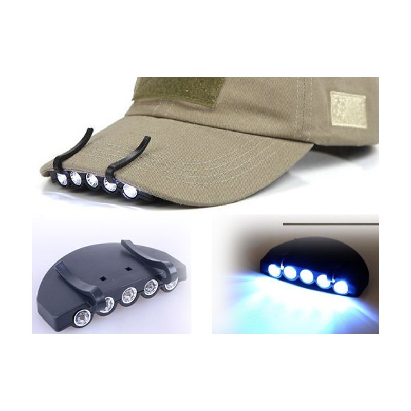 Bright 5 LED Clip on Hat Head Cap Light headlamp Flashlight