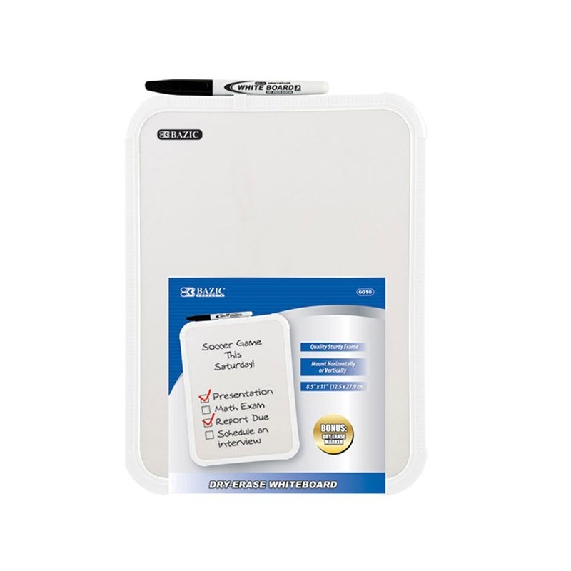 BAZIC 8.5" X 11" Dry Erase Board w/ Marker
