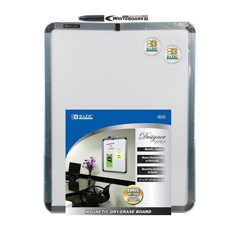 BAZIC 11" X 14" Magnetic Dry Erase Board w/ Marker & 2 Magnets
