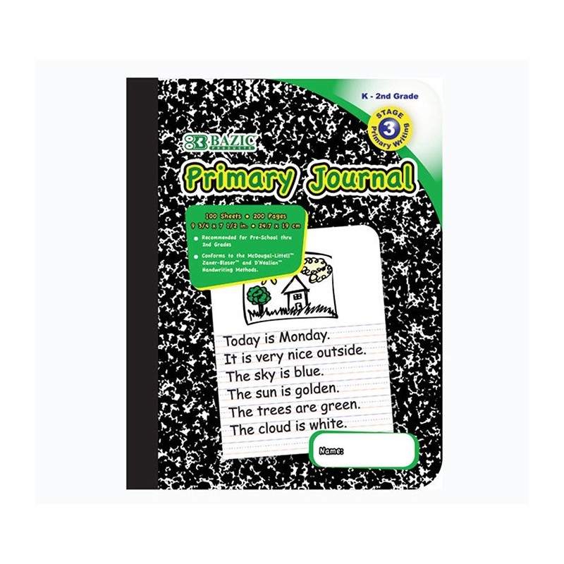BAZIC Primary Journal Book for K-2 grade kids (100 sheet/book) 1 book/pack