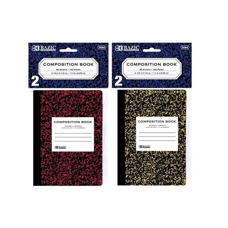 BAZIC 80 Ct. 4.5" x 3.25" Mini Marble Composition Book (2/Pack)