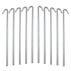 10-Piece Tent Garden Stakes Heavy Duty, Galvanized Steel Pegs Rust-Free (8.5")