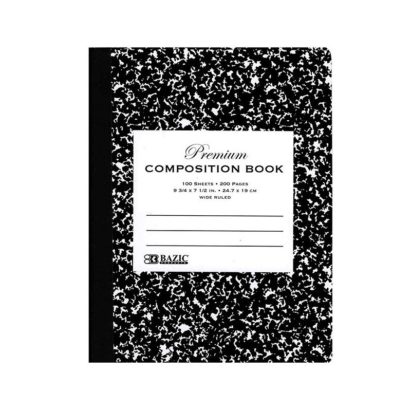 BAZIC W/R 100 Ct. Premium Black Marble Composition Book