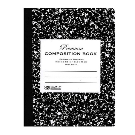 BAZIC W/R 100 Ct. Premium Black Marble Composition Book