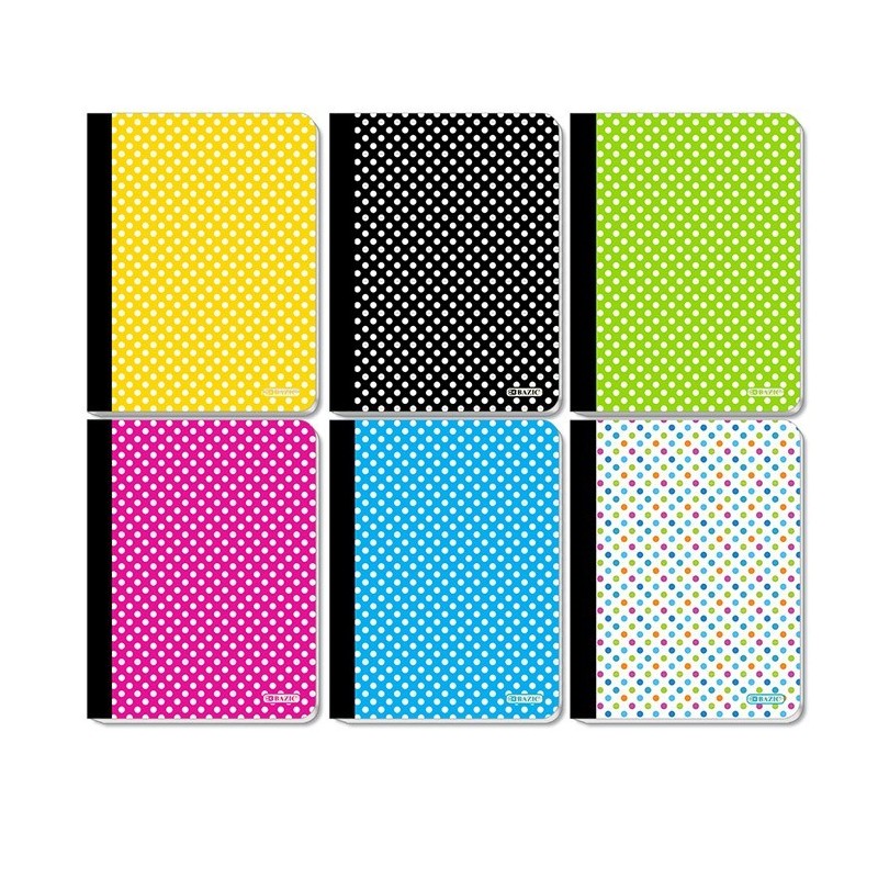 6/pack Bazic Polka Dot  College Ruled Composition Book 100ct. in 6 assorted Colors