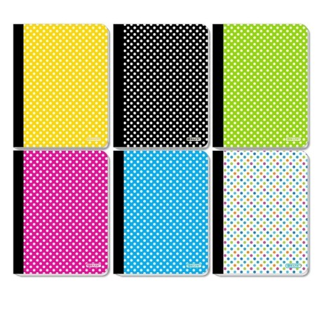 6/pack Bazic Polka Dot  College Ruled Composition Book 100ct. in 6 assorted Colors